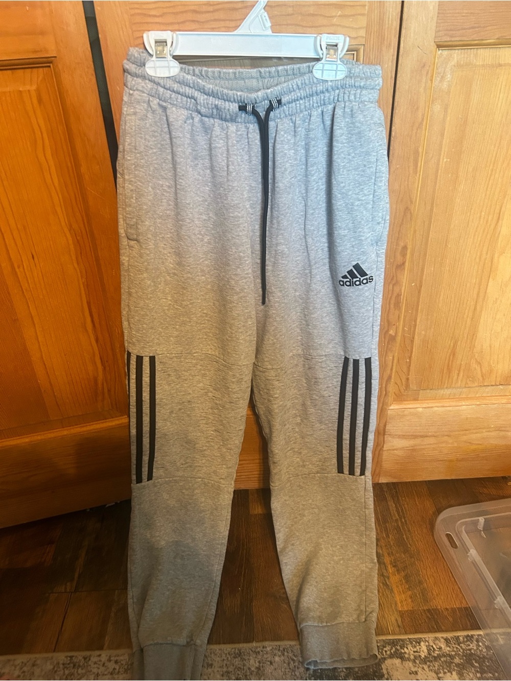 adidas Gray Men's Heathered Jogger Sweatpants with Black Stripes